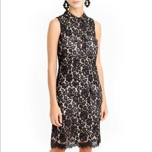 J. Crew Black Lace Dress with Pockets and Nude underlay